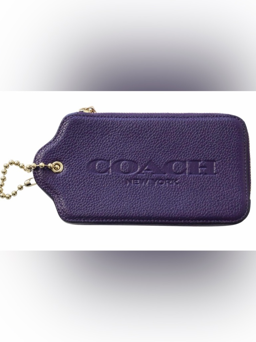 COACH Hangtag Multifunction Zippered Pouch Bag Case Pebble Leather Purple RARE!!